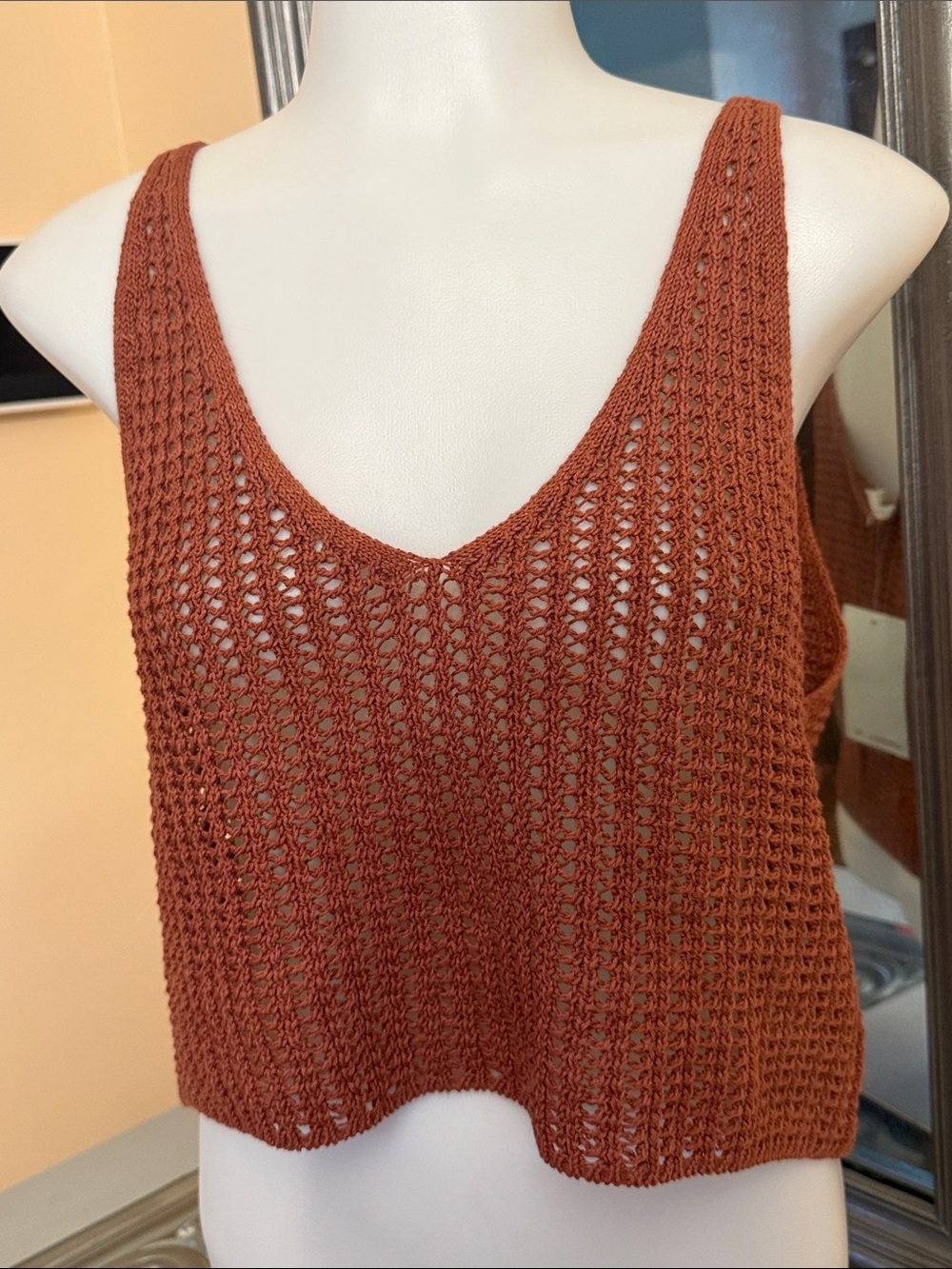 O'Neill Medium Ryan Tank NWT Rust Open Knit Cropped Tank Crop Top